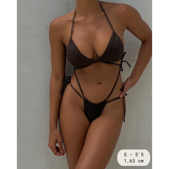 Maoi Swim Tatiana Double String Bikini Bottom - S - Kalo-brown - Picture 3 of 4